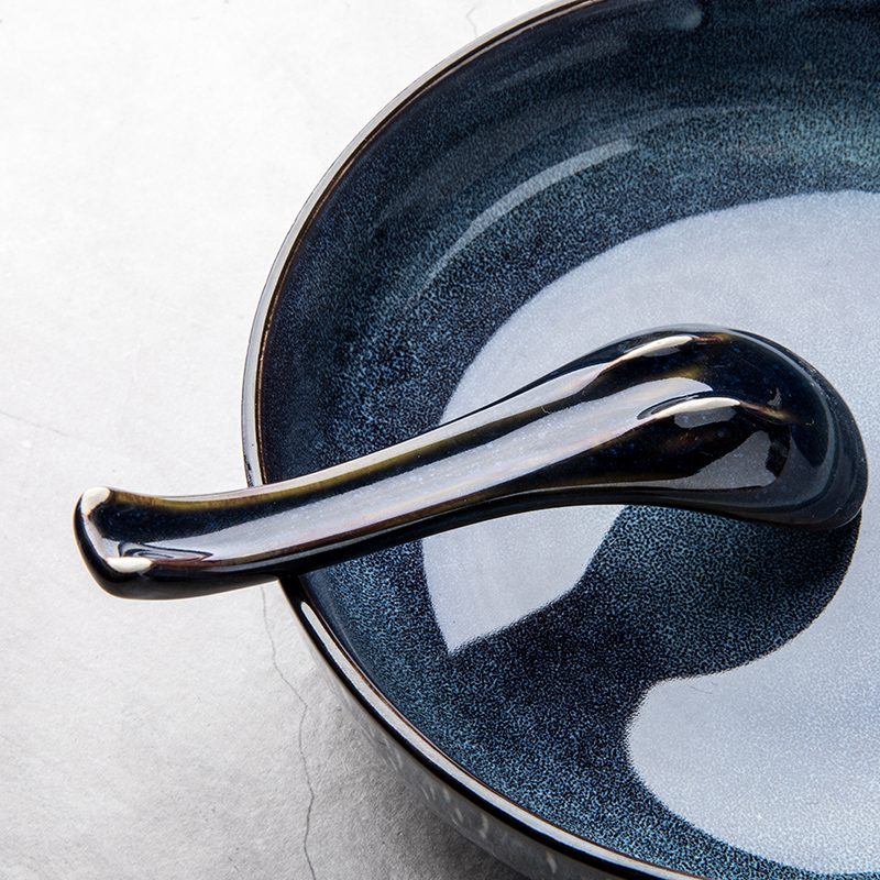 The Nordic idea ceramic spoon move household small porcelain run soup restaurant spoon, spoon, blue small spoon