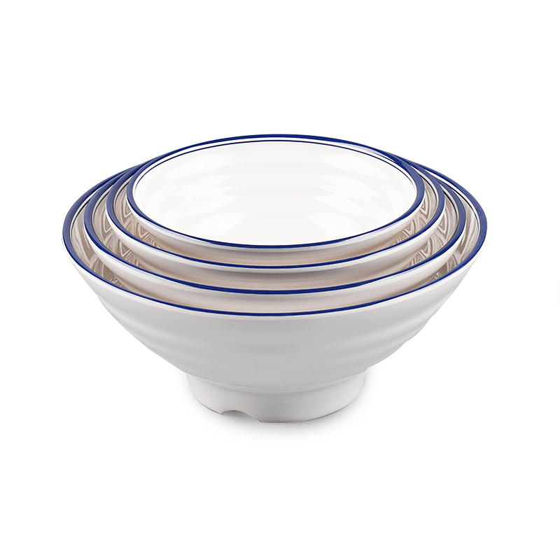 Large bowl of such restaurant melamine bowl malatang plastic bowl blue edge special imitation porcelain powder soup bowl ltd. rice such as dishes