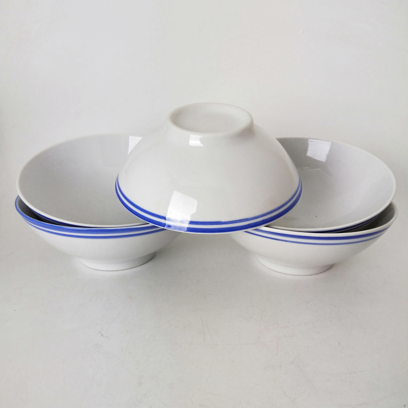 Hat to microwave bowl of soup bowl old bowl jingdezhen ceramic surface 6 blue edge of the old bowl bowl of rice