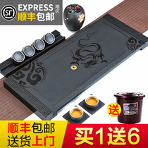 Rock art natural black gold stone tea tray Household simple modern living room drainage size stone tea table Stone tea sea