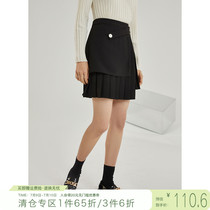 Self-coincidentally small irregular half body dress female spring autumn new black high waist shade skirt with slim 100 plexor short skirt