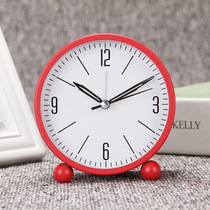 Simple silent night light Metal small alarm clock for children and students with Nordic style luminous bedside bedroom desktop clock
