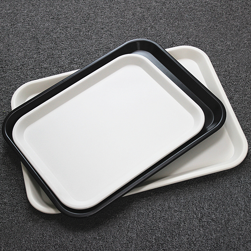 Pallet white rectangle tea tray was fast food for household water cup dish room plate of melamine plate of bread dumplings