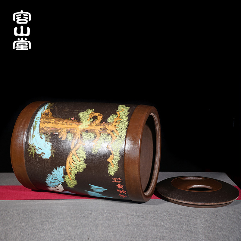 The Vatican RongZiYi yixing purple sand tea pot king tea cake coarse pottery store receives puer tea cake box