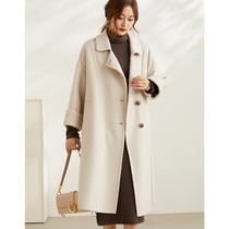 Off-white double-sided cashmere coat womens long high-end 2021 new autumn and winter temperament girl woolen coat