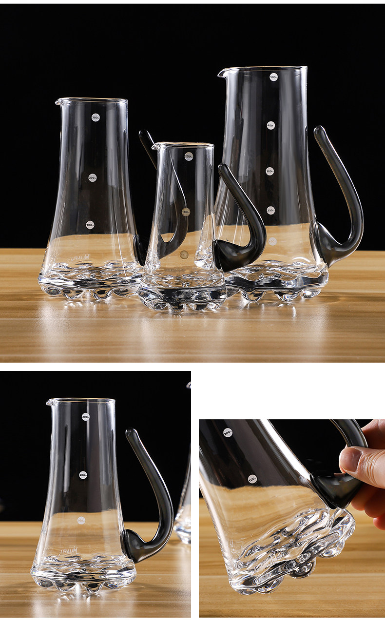 刻度白酒杯量杯分酒杯醒酒器凉水壶黑柄分酒器公分杯烈酒杯分酒壶
