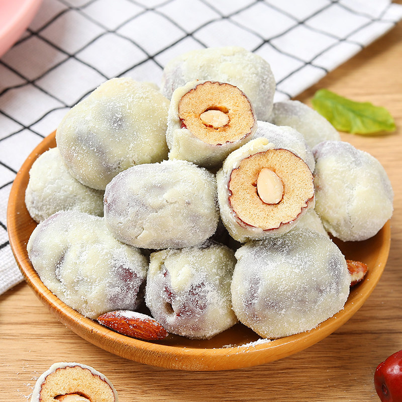 祖母家奶枣巴旦木杏仁网红零食薛手工自制夹心奶芙记小炒货奶酪枣