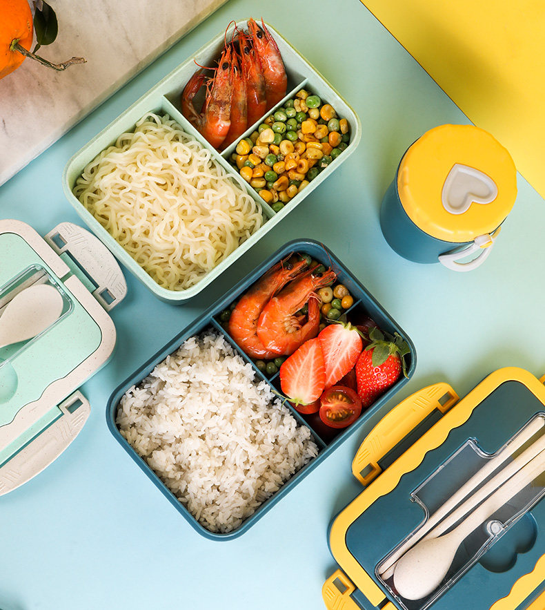 饭盒带饭上班族学生男女便携餐盒可微波炉加热保温便当分隔型套装