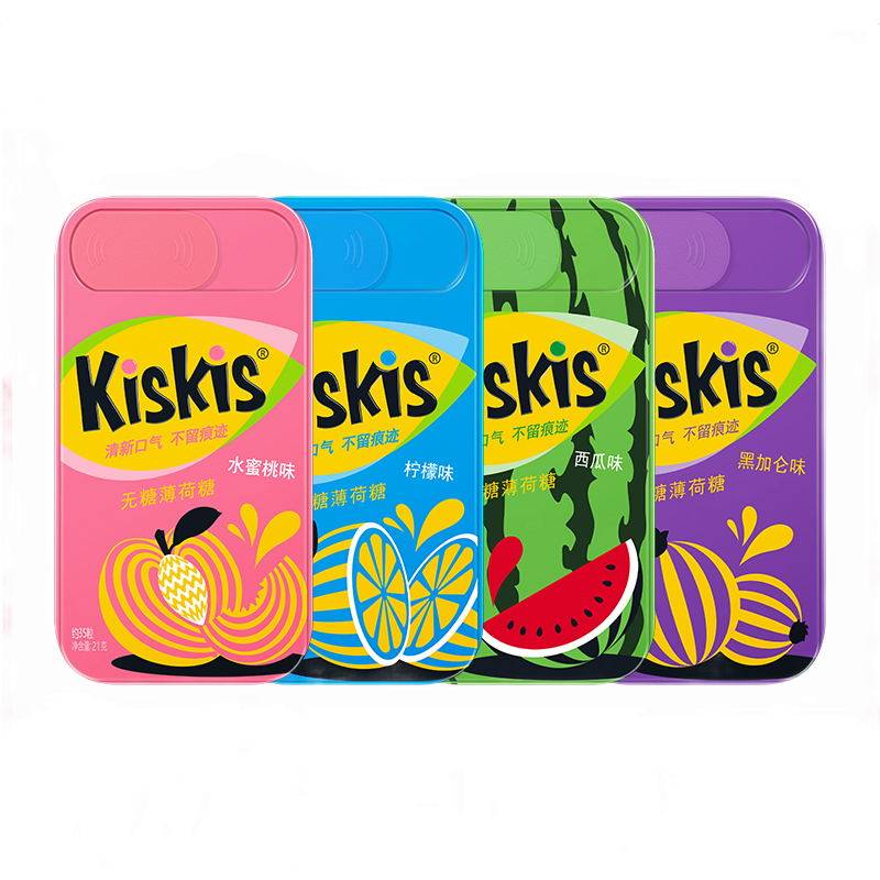 酷滋kiskis无糖薄荷糖口香糖口含香体接吻糖果 水蜜桃海盐味可选
