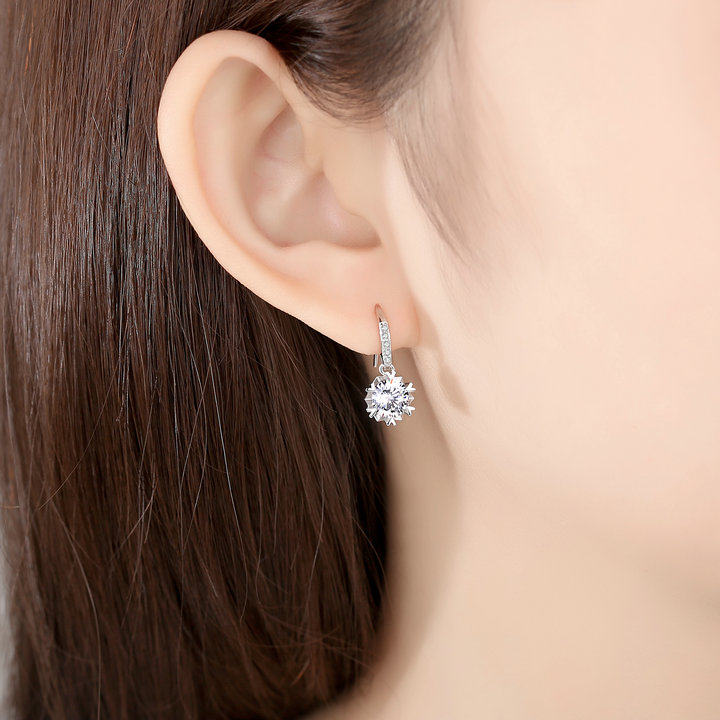 莫桑石铂金耳环正品1克拉50分女款耳坠韩版一对白金耳钉生日礼物