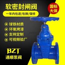 National standard cast iron dark rod Z45X flange soft seal gate valve German standard F4 groove elastic seat seal fire gate valve