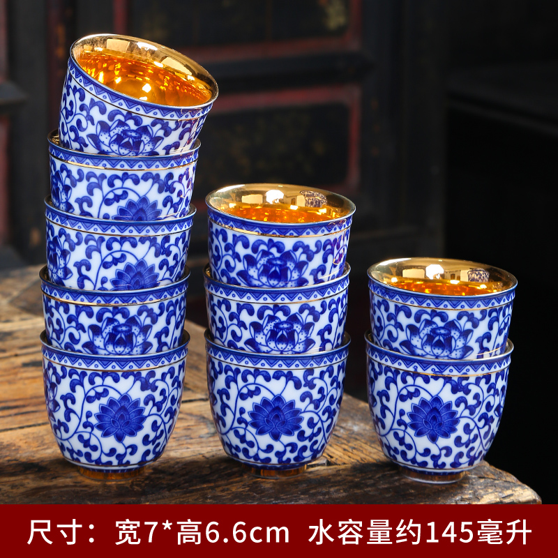 Kung fu tea cups jingdezhen ceramic masters cup hand - made sample tea cup all hand under the blue and white porcelain glaze color