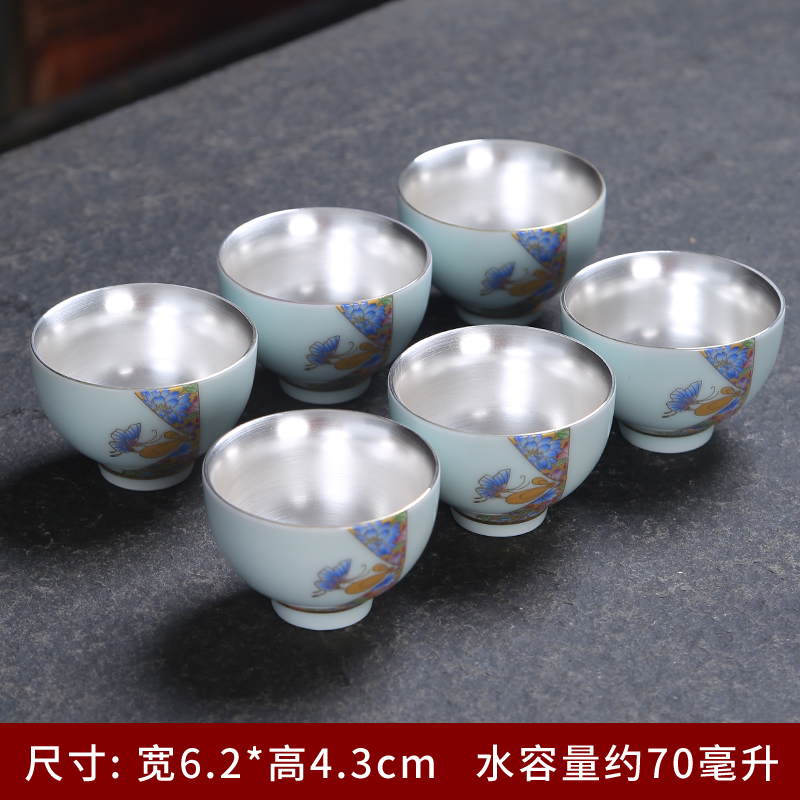 Silver cup coppering. As 999 colored enamel porcelain ceramic sample tea cup master cup personal single CPU hat to a cup of tea light