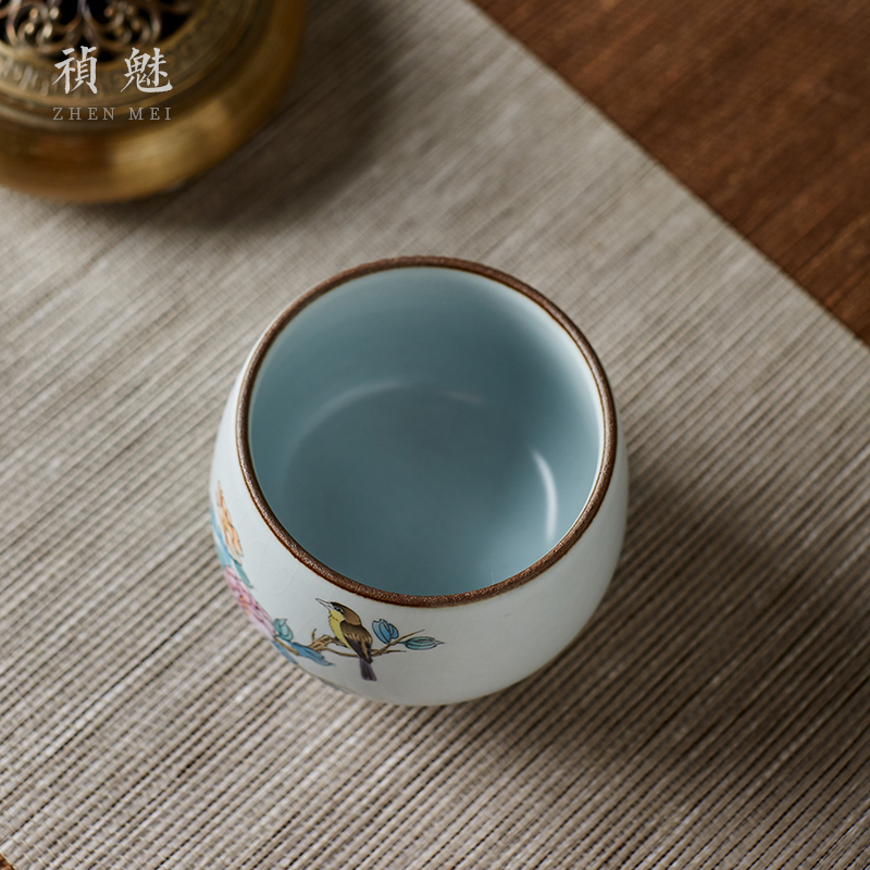 Shot incarnate your up hand - made peony flowers and birds of jingdezhen ceramic cups kung fu tea master sample tea cup cup single CPU