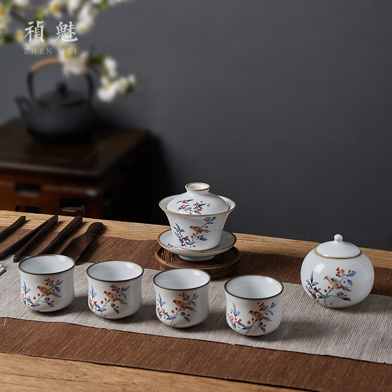 Shot spirit 's hand to open the slice your up all three to the tureen jingdezhen ceramic cups kung fu tea tea bowl