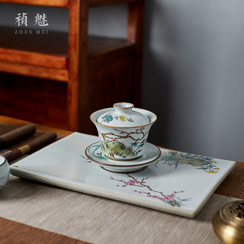 Shot incarnate your up hand - made by patterns water tea tray was jingdezhen ceramic pot home tea tray was dry mercifully machine