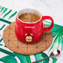 Creative cute mug Home ceramic cup Cartoon couple cup Office coffee Milk cup Teacup with lid spoon