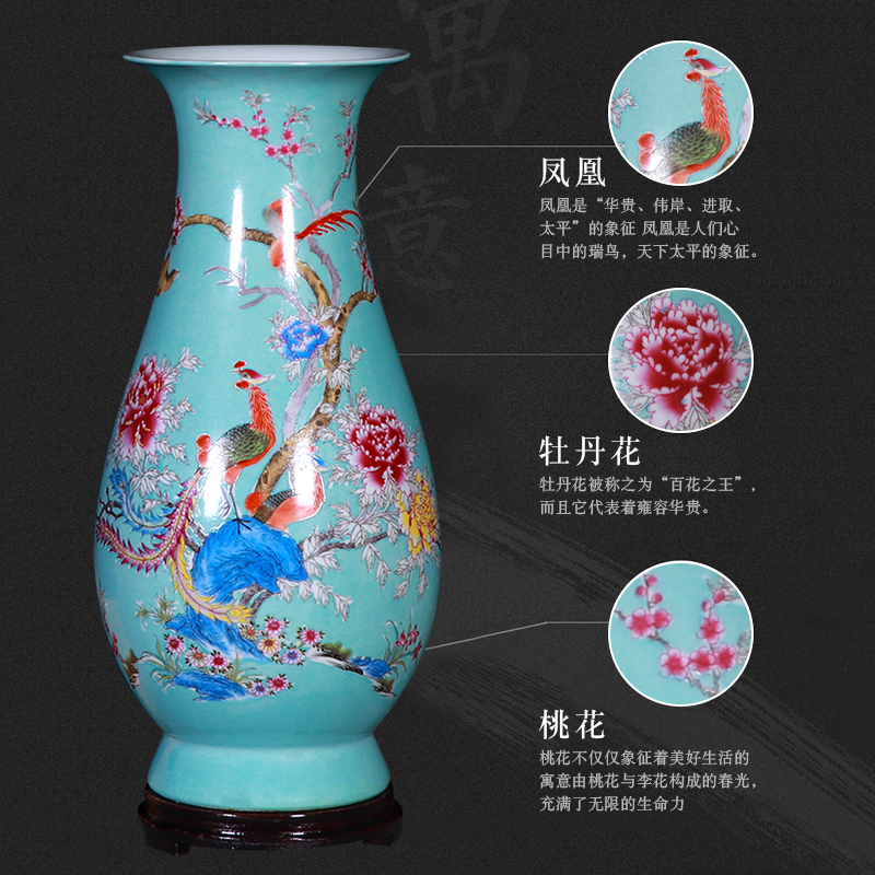 Jingdezhen imitation the qing famille rose porcelain vase water raise lucky bamboo flower arrangement, the sitting room decorate new Chinese style household furnishing articles