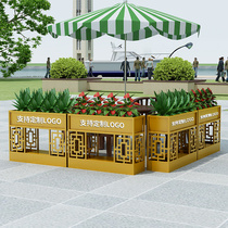 Commercial street square sales department outdoor flower box combination flower bed green plant flower pool Milk tea shop outside the fence flower trough