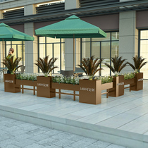 Real estate outdoor combination flower box Milk tea shop sales department outside the fence green plant Municipal hotel flower bed flower trough