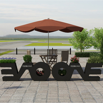 Sales department Shopping mall partition flower groove Leisure bar Outdoor combination flower box wrought iron flower bed letter flower box outside the fence