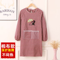 Apron thin summer ultra - thin fashion household long sleeve cotton kitchen apron adult lovely sleeve clothes