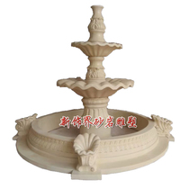 Newly decorated sandstone sculpture hotel garden villa unit decoration shell fountain