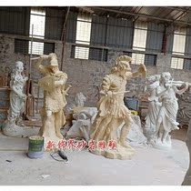 Artificial sandstone round sculpture FRP garden landscape community sculpture sculpture Outdoor decoration soldier figure round sculpture