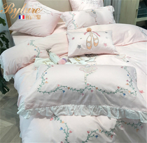 Bylure high-end princess style four-piece cartoon anime sweet cotton cotton autumn summer long staple cotton bedding