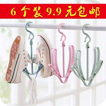 Balcony small drying clothes hanger windproof shoe rack multifunctional rotatable adhesive hook shoe rack 6 sets