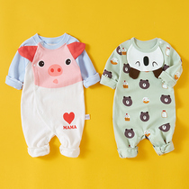 Autumn and winter baby newborn jumpsuit cotton female baby male climbing clothes autumn clothes 6 pajamas 3 months 0 years old 1