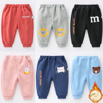 Boy plus velvet sports trousers baby baby winter clothes thick pants children wear children outside 1 year old 3