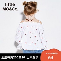 littlemoco Autumn girls Top cotton Suspender Strapless printed cherry ruffle sleeve top Ole