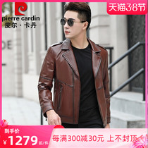 Pilkardan leather clothing male headlining Bull Leather Jacket Male inclined zip Youth Locomotive Clothing Tide Man Henning Leather Coat Jacket