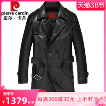 Pilkardan genuine leather leather clothing mens head layer of cow leather jacket with long cash cow leather jacket suit collar big code windsuit