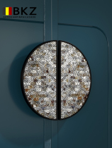 Wooden door handle semicircular handle gold edging with advanced natural shell handle art glass door handle pair