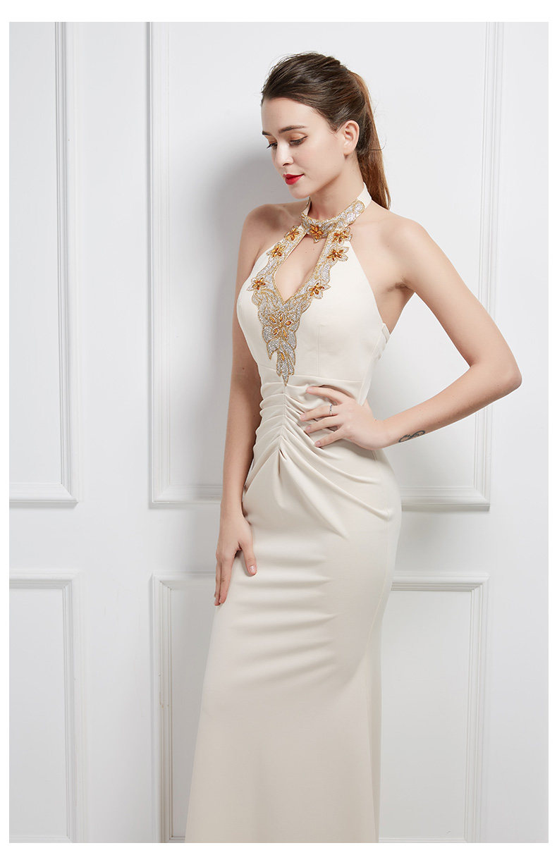 夜场性感低胸露背晚礼服夜总会小姐服佳丽吊带长裙气质连衣裙长款