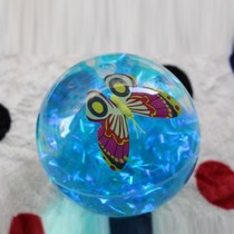Oversized childrens 15CM Crystal flash bouncy ball butterfly glowing ball luminous transparent puzzle toy ball