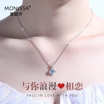Monisha 18K color gold four-leaf clover necklace female white gold platinum pendant clavicle chain Tanabata Festival gift to girlfriend
