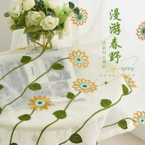 Embroidered window yarn Veil Light Pervious WHITE YARN CURTAINS BEDROOM INS WIND WINDOW LIVING-ROOM LIVING-ROOM BALCONY AMERICAN DREAM 8