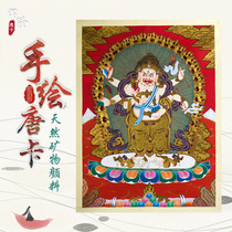 Tibetan white six-armed Mahagala Buddha statue Buddha pure hand-painted Thangka decorative painting Nepal Mandala living room porch painting