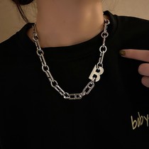 Metal Chain Letter Hip Hop Necklace Lock Bones Chains S Lukewarm Wind Retro Port Wind Men Boomer Cool Accessories Women