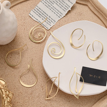 s925 Silver Needle European and American atmospheric geometry earrings exaggerate the tide of irregular dumb ancient tide flow ear decorations