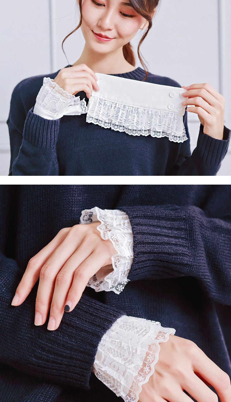 毛衣卫衣内搭假袖子女蕾丝花边百搭