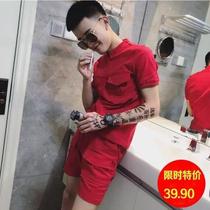 2019 Men Suit Casual Handsome Korean version Youth sports students Short sleeves shorts Set of clothes men