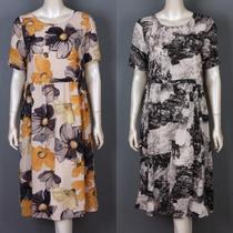 Scenery infinity 190070 Conspicuity Round Collar Print 2019 New Body Dress Medium Long woman