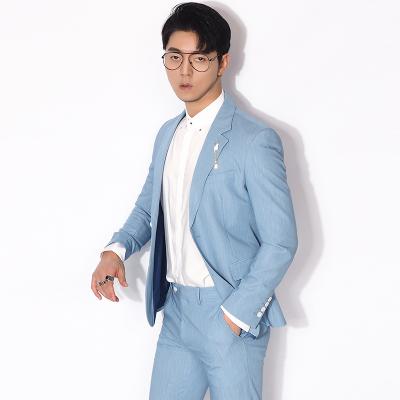Kawasawa spring slim fit fresh water blue Inron casual pure color suit mens daily light lavish suit jacket