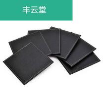 Creative black leather thickened coaster set Teacup pad Heat insulation pad Creative tea pad Bowl pad 6 pieces