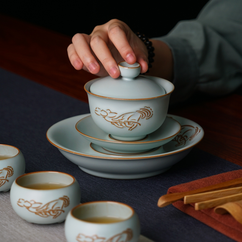 Green has already your up high - end tea set gift boxes jingdezhen checking retro gift set ceramic porcelain piece can keep open