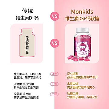 Monkids瑞典儿童补钙维生素D3磷酸[50元优惠券]-寻折猪